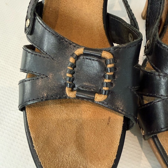 Vintage Michael Kors Black Leather Wedge Sandals - Picture 3 of 10
